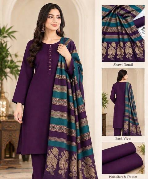 Dhanak Marina 3PC with Jacquard Wool Shawl