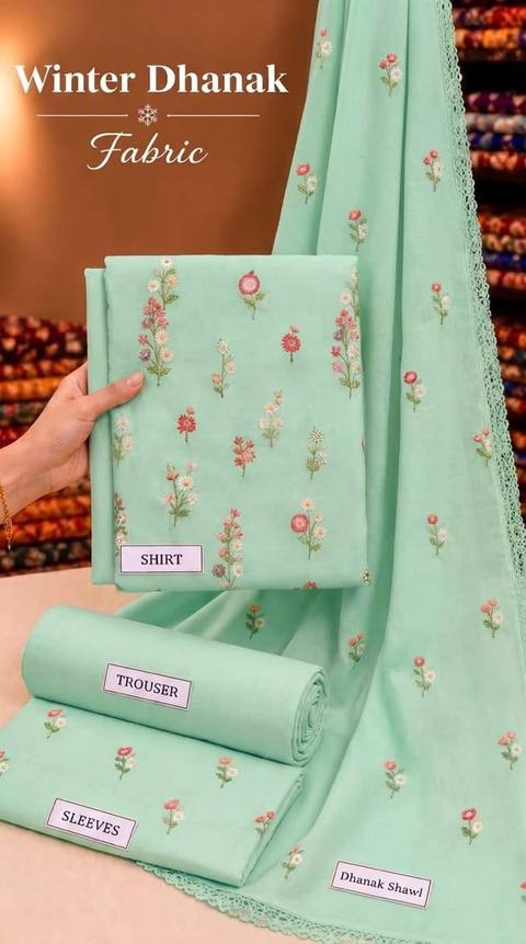 Aneela's Embroidered Dhanak 3PC with Embroidered Shawl — photo 6