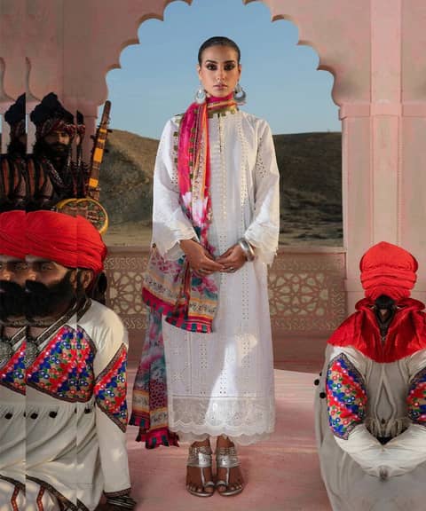 Jazmin Chikankari Dhanak 3PC with Wool Shawl