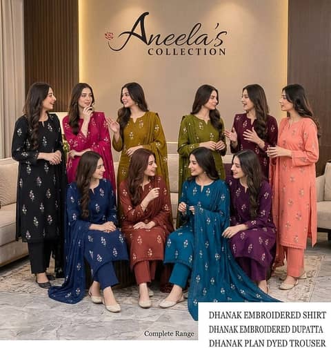 Aneels Embroidered Dhanak 3PC with Shawl