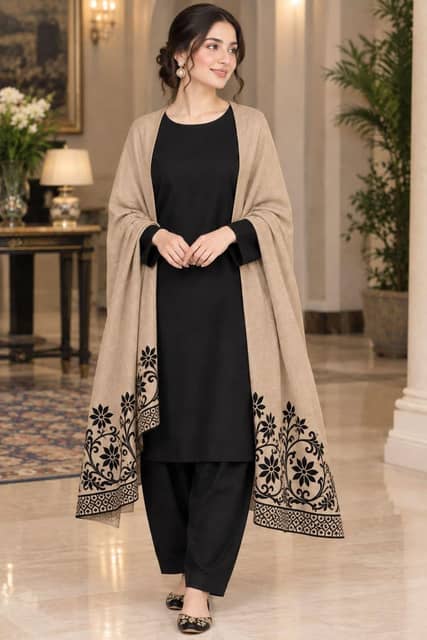 Dhanak Marina 3PC with Fancy Wool Shawl