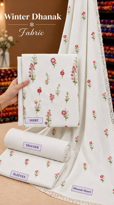 Aneela's Embroidered Dhanak 3PC with Embroidered Shawl — photo 12