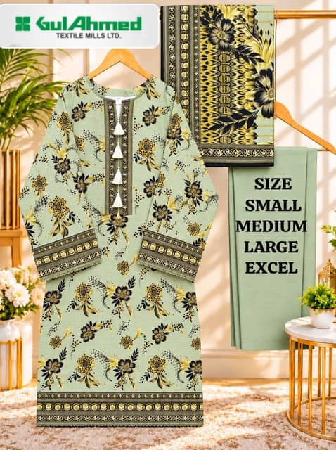 Gul Ahmed Printed Khaddar Stitched 3PC