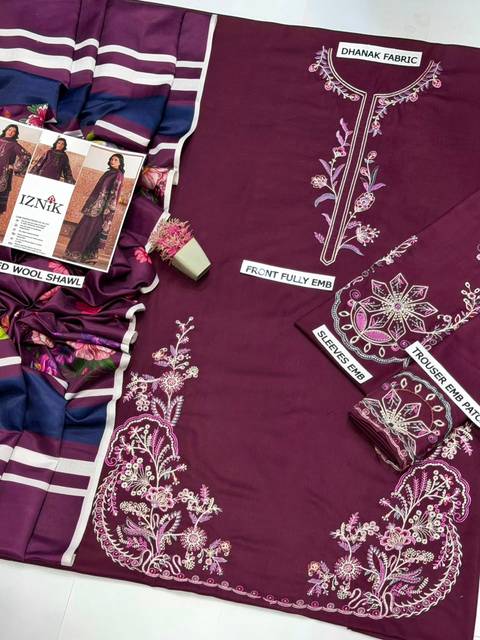 Izel Embroidered Dhanak 3PC (Vol 2)