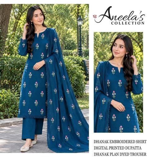 Aneela's Embroidered Dhanak 3PC with Embroidered Shawl — photo 9