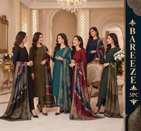 Bareeze Dhanak Marina 3PC with Wool Shawl
