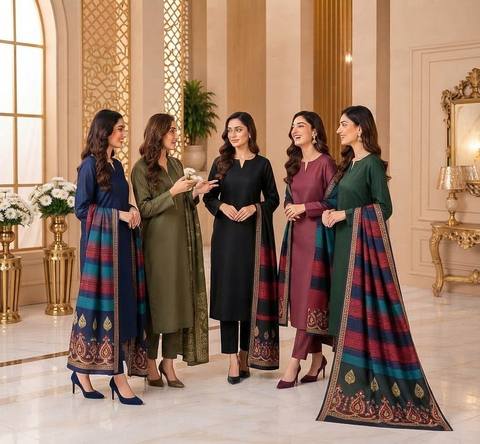 Marina Dhanak 3PC with Barosha Jacquard Shawl (Vol 2)