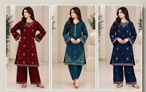 Batik Embroidered Dhanak 2PC